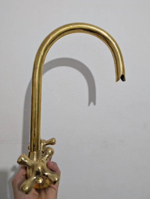 Gooseneck design brass kitchen faucet. - Image 6