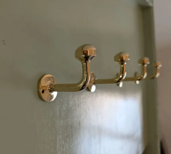 Set of Handmade Unlacquered Brass Wall Hooks – Rustic Solid Brass Hooks for Coats, Towels, and Kitchen Use - Image 2