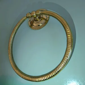 Unlacquered Brass Bathroom Towel Holder, , Hand Etched Towel Ring
