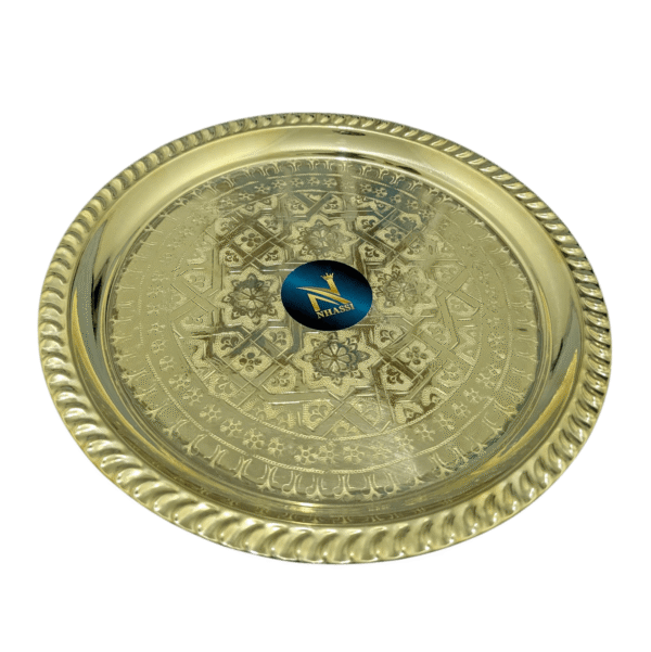 Handcrafted Brass Tray – Traditional Engraved Design - Image 3