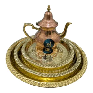 Luxury Moroccan Tea Set - Handmade Copper Pot and Tray
