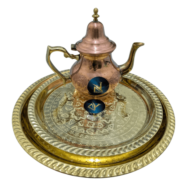 Luxury Moroccan Tea Set - Handmade Copper Pot and Tray - Image 2