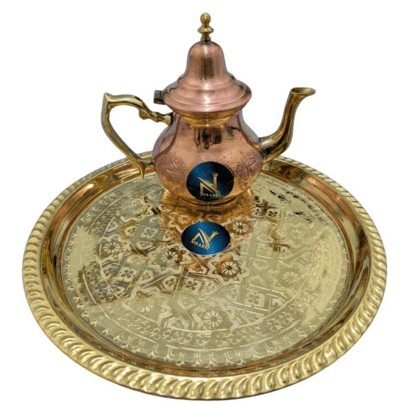 Luxury Moroccan Tea Set - Handmade Copper Pot and Tray - Image 3